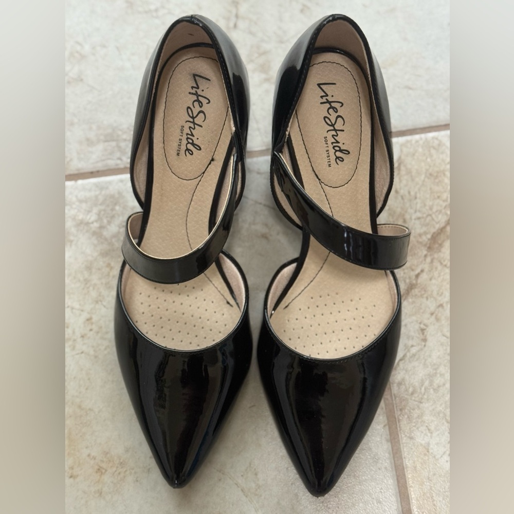 Lifestride Suki Heels Black Patent size 9W